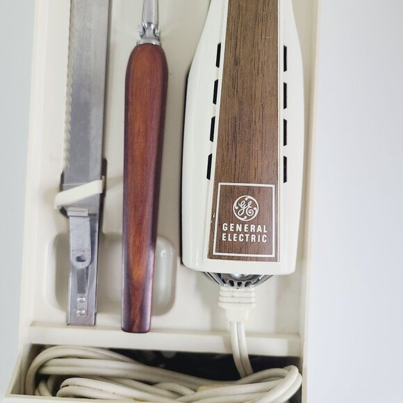 Vintage General Electric Electric Slicing Knife Set W/ Fork Box & Hanging Caddy - Picture 6 of 16
